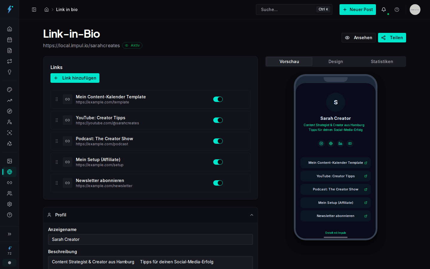 Link-in-Bio: Dein Hub auf impul.io