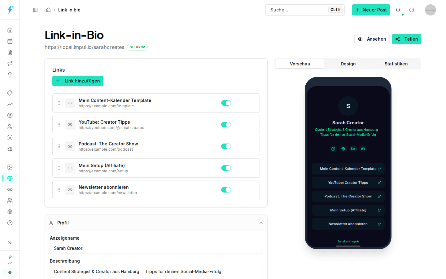 Link-in-Bio: Dein Hub auf impul.io