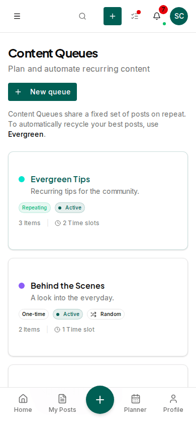 Impulio content queues keeping multiple client accounts scheduled in one workspace