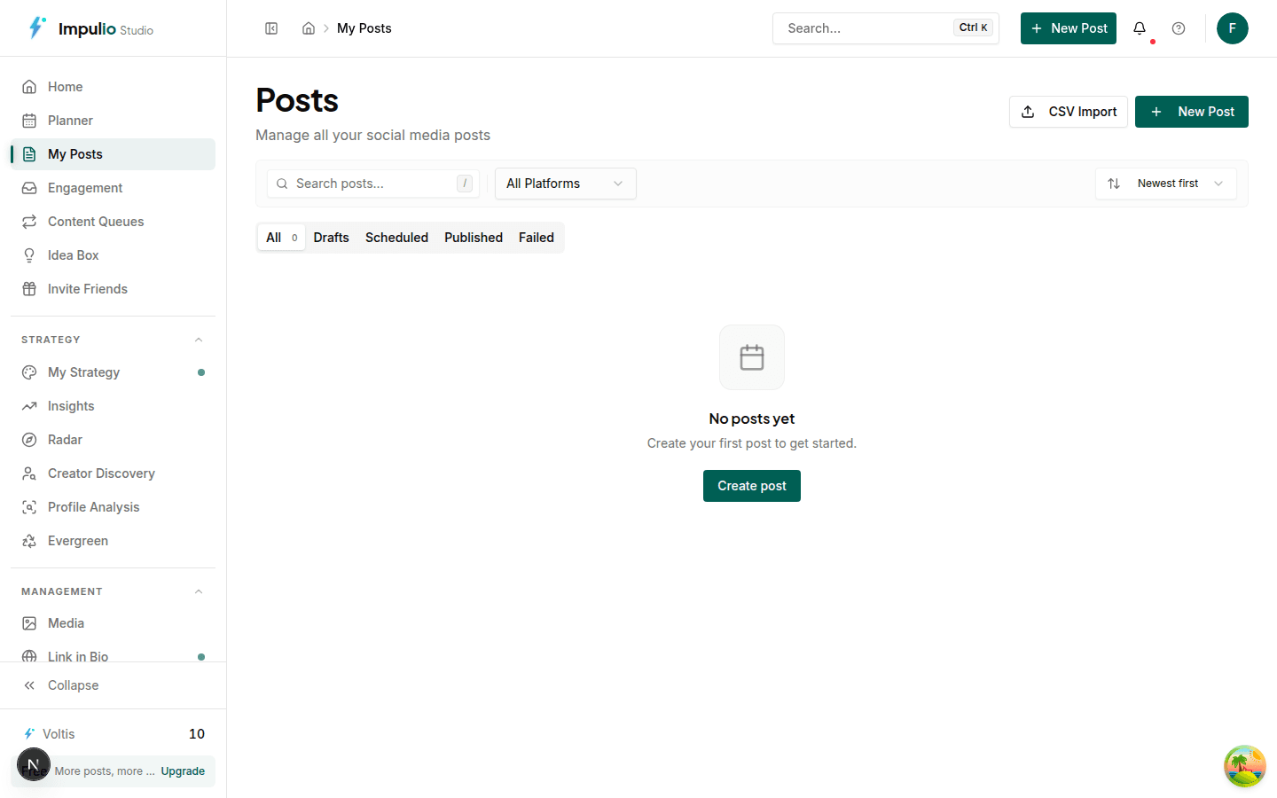 Threads posts and thread storms scheduled in the Impulio content calendar